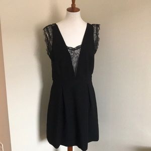 {BCBG} black cocktail dress with lace